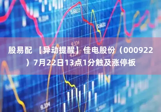 股易配 【异动提醒】佳电股份（000922）7月22日13点1分触及涨停板